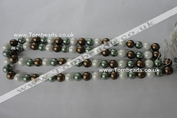 CSB1055 15.5 inches 10mm round mixed color shell pearl beads