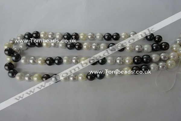 CSB1056 15.5 inches 10mm round mixed color shell pearl beads