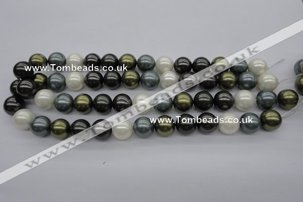 CSB1125 15.5 inches 14mm round mixed color shell pearl beads