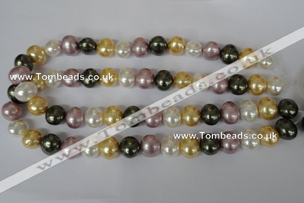 CSB156 15.5 inches 12*15mm – 13*16mm oval mixed color shell pearl beads