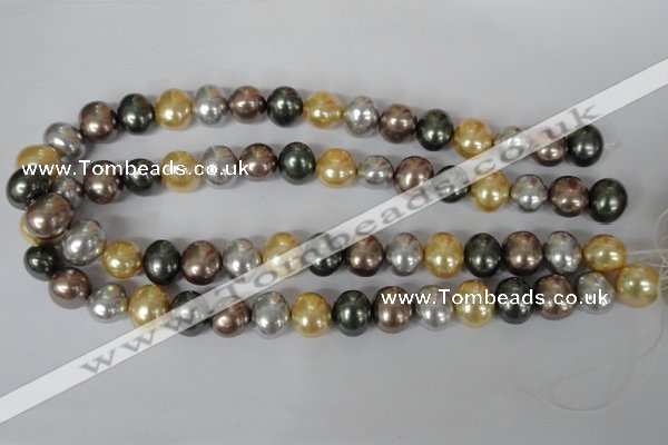 CSB158 15.5 inches 12*15mm – 13*16mm oval mixed color shell pearl beads