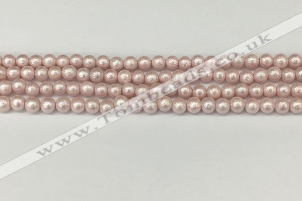 CSB2230 15.5 inches 4mm round wrinkled shell pearl beads wholesale