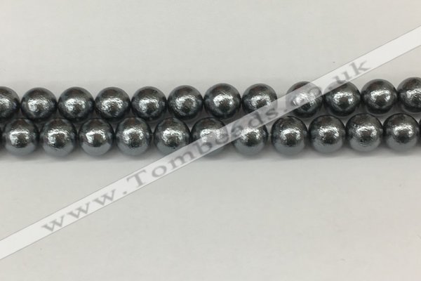 CSB2293 15.5 inches 10mm round wrinkled shell pearl beads wholesale