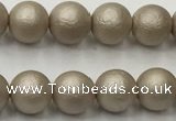 CSB2500 15.5 inches 4mm round matte wrinkled shell pearl beads