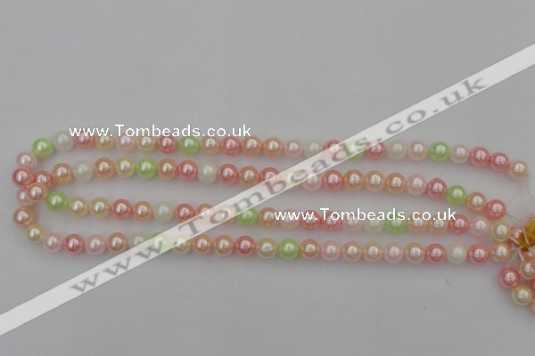 CSB301 15.5 inches 8mm round mixed color shell pearl beads