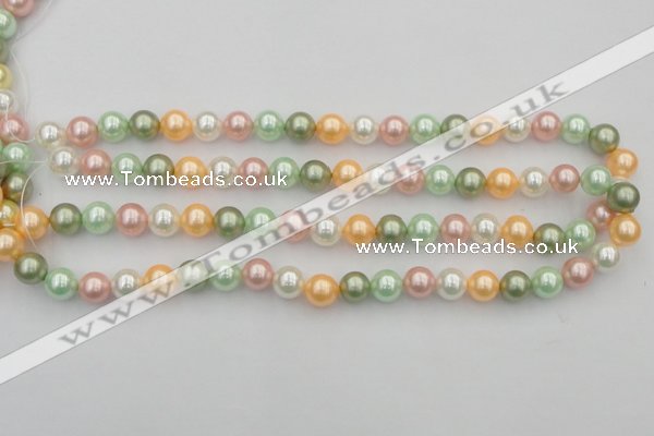 CSB327 15.5 inches 10mm round mixed color shell pearl beads