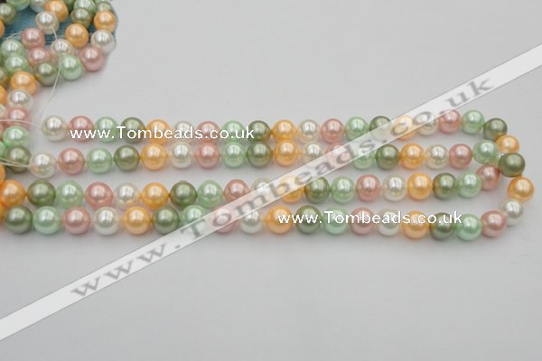 CSB329 15.5 inches 10mm round mixed color shell pearl beads