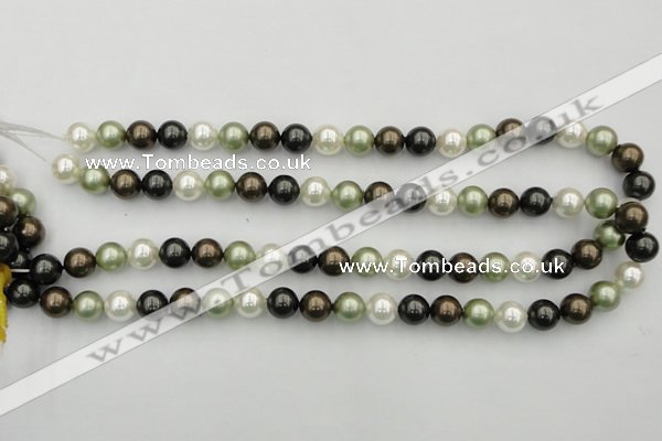 CSB337 15.5 inches 10mm round mixed color shell pearl beads