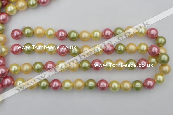 CSB378 15.5 inches 14mm round mixed color shell pearl beads