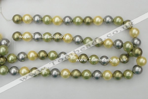 CSB380 15.5 inches 14mm round mixed color shell pearl beads