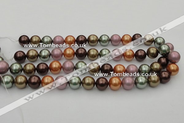 CSB383 15.5 inches 14mm round mixed color shell pearl beads