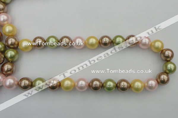 CSB393 15.5 inches 16mm round mixed color shell pearl beads