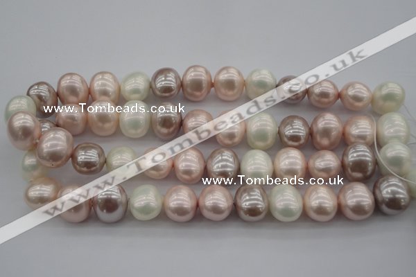 CSB713 15.5 inches 16*19mm oval mixed color shell pearl beads