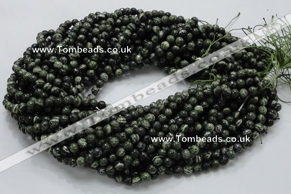 CSJ02 15.5 inches 6mm round green silver line jasper beads wholesale