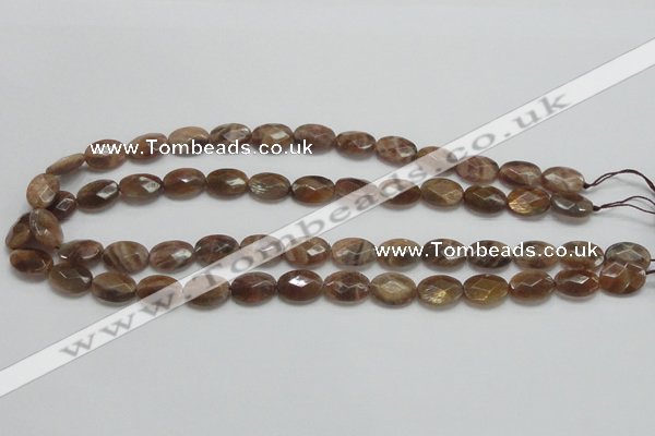 CSS107 15.5 inches 10*14mm faceted oval natural sunstone beads wholesale