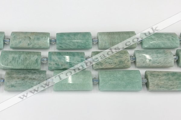 CTB852 13*25mm - 15*28mm faceted flat tube amazonite beads