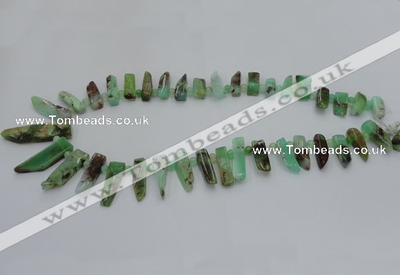 CTD1204 Top drilled 5*15mm - 8*35mm sticks Australia chrysoprase beads