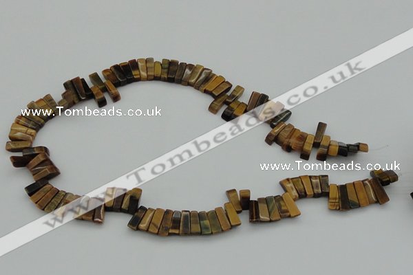 CTD402 Top drilled 4*15mm - 6*20mm sticks yellow tiger eye beads