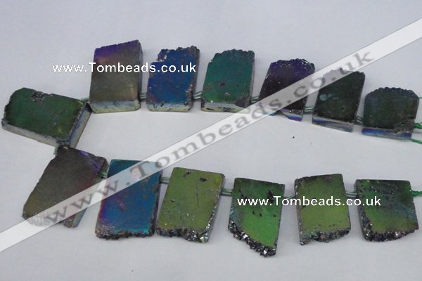 CTD654 Top drilled 15*25mm - 25*40mm freeform plated quartz beads