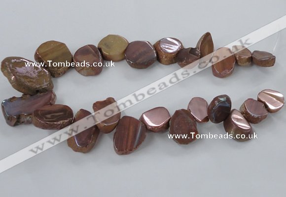 CTD788 Top drilled 15*20mm - 25*35mm freeform plated agate beads