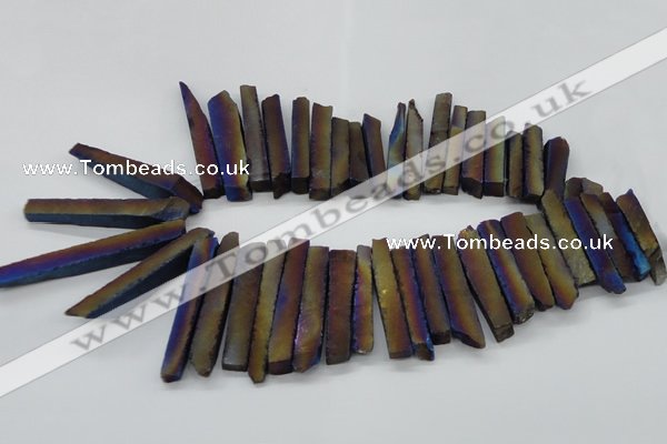 CTD834 15.5 inches 6*30mm - 8*65mm sticks plated agate beads