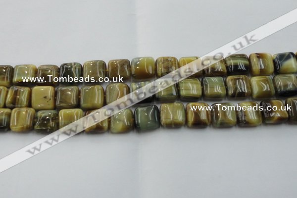 CTE1565 15.5 inches 14*14mm square golden & blue tiger eye beads wholesale