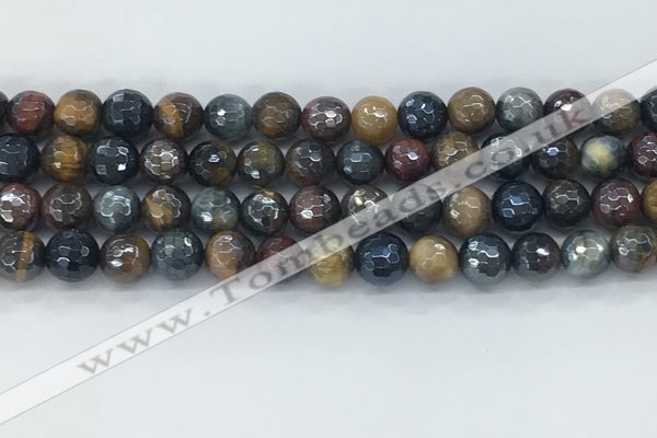 CTE2094 15.5 inches 8mm faceted round AB-color mixed tiger eye beads