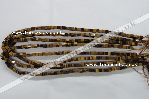 CTE326 15.5 inches 4*4mm cube yellow tiger eye gemstone beads