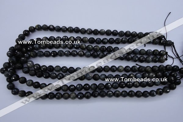 CTE442 15.5 inches 8mm faceted round blue tiger eye beads