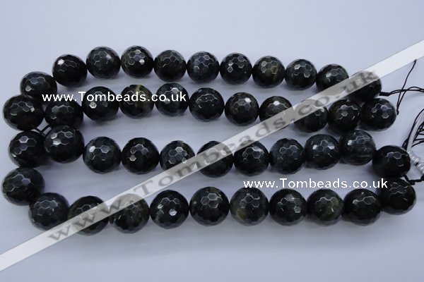 CTE447 15.5 inches 18mm faceted round blue tiger eye beads