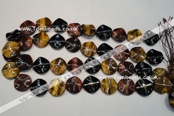 CTE806 15.5 inches 20mm wavy coin colorful tiger eye beads