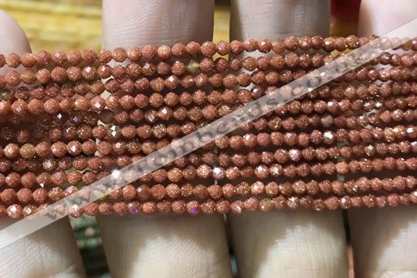 CTG1066 15.5 inches 2mm faceted round tiny goldstone beads