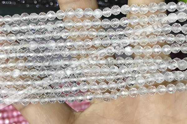 CTG1530 15.5 inches 4mm faceted round white crystal beads wholesale