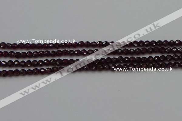 CTG555 15.5 inches 4mm faceted round tiny purple garnet beads