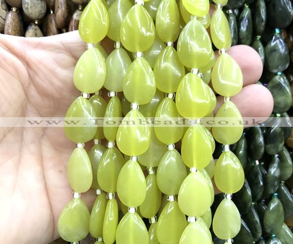 CTR506 15 inches 13*18mm flat teardrop lemon jade beads