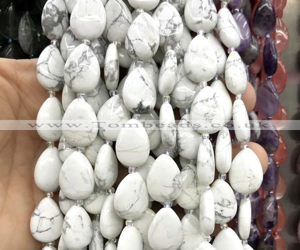 CTR521 15 inches 13*18mm flat teardrop white howlite turquoise beads