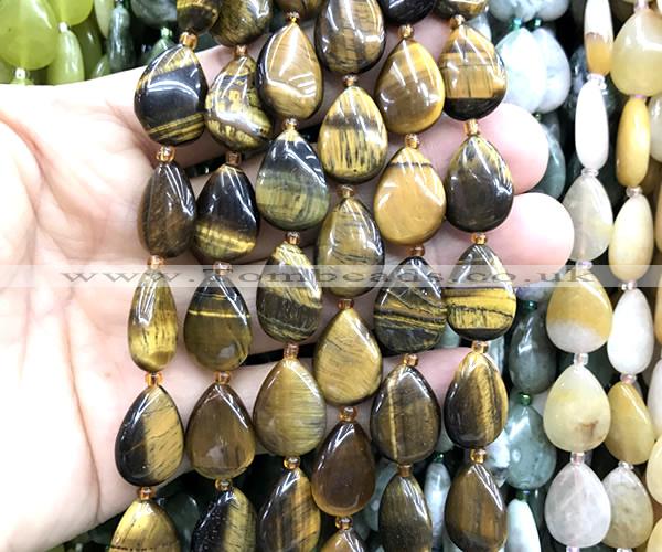 CTR529 15 inches 13*18mm flat teardrop yellow tiger eye beads