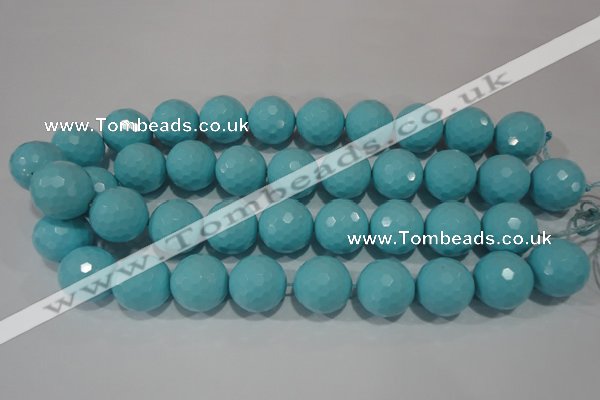 CTU1228 15.5 inches 20mm faceted round synthetic turquoise beads