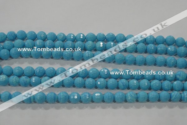 CTU2592 15.5 inches 8mm faceted round synthetic turquoise beads