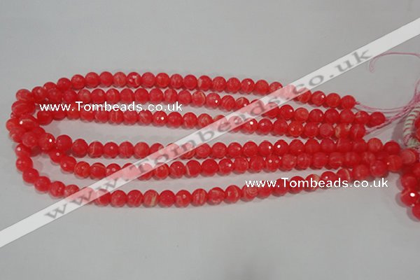 CTU2742 15.5 inches 8mm faceted round synthetic turquoise beads