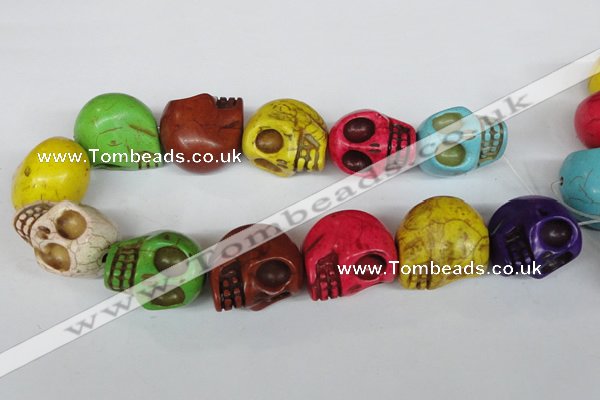 CTU714 15.5 inches 24*29*30mm skull dyed turquoise beads wholesale