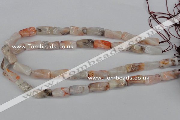 CTW124 15.5 inches 9*20mm twisted trihedron agate gemstone beads