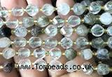 CTW559 8mm faceted & twisted S-shaped green phantom quartz beads