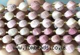 CTW571 15 inches 8mm faceted & twisted S-shaped pink wooden jasper beads