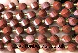 CTW572 15 inches 8mm faceted & twisted S-shaped red jasper beads