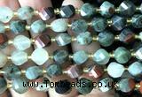 CTW576 15 inches 8mm faceted & twisted S-shaped blood jasper beads