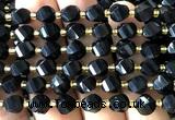 CTW581 15 inches 8mm faceted & twisted S-shaped black onyx beads