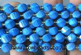 CTW593 15 inches 8mm faceted & twisted S-shaped blue turquoise beads