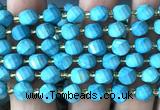 CTW594 15 inches 8mm faceted & twisted S-shaped green turquoise beads