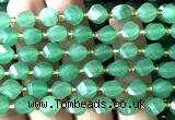 CTW596 8mm faceted & twisted S-shaped green aventurine jade beads